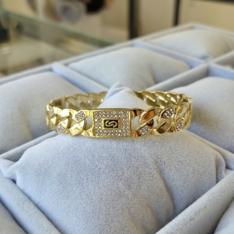 Çelik, Taşlı Kelepçe (Gold Renk)