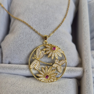Çelik Desenli Kolye (Gold Renk)