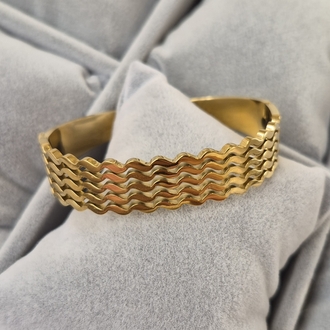 Çelik, Zikzak Desenli Kelepçe (Gold Renk)