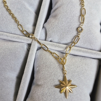 Çelik, Yıldız Kolye (14K Gold Renk)