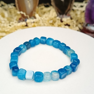 Mavi Akik (küp kesim) doğaltaş bileklik