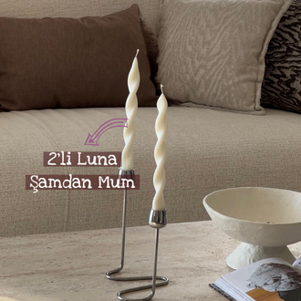 2’li Luna Şamdan Mum