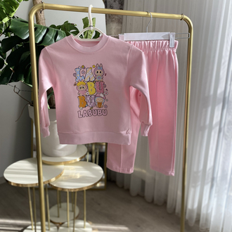 Pembe Labubu Baskılı Takım