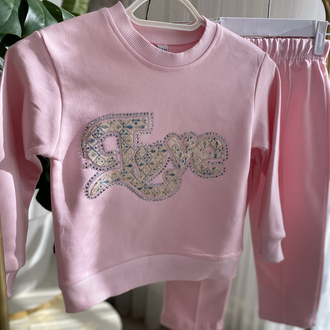 Pembe Love Motifli Takım