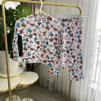 Kız Çocuk Kelebek Desenli Pijama Takımı