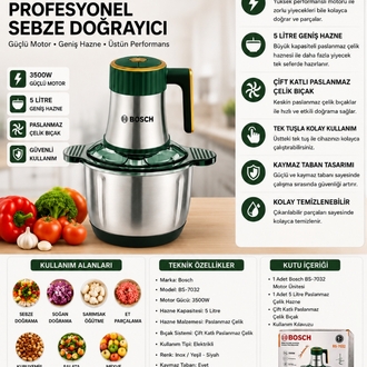 Bosch BS-7032 Profesyonel Sebze Doğrayıcı 5 Litre