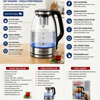 LUXBOSCH BH-2686 Elektrikli Cam Kettle 2.0 L