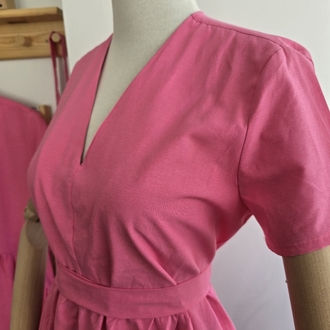Pembe Lüks kalite Kemerli Elbise(beden seçimi için açıklamayı okuyun)