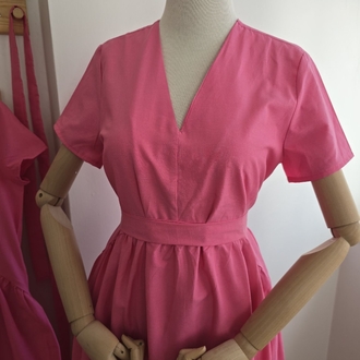 Pembe Lüks kalite Kemerli Elbise(beden seçimi için açıklamayı okuyun)
