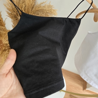 Siyah İp Askılı Crop Atlet