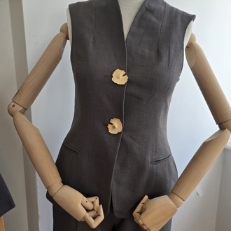 KETEN GRİ %100 COTTON TULİPA YELEK PANTOLON TAKIM