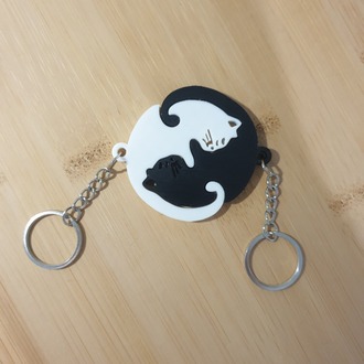 Ying Yang Kedi Çift Anahtarlık