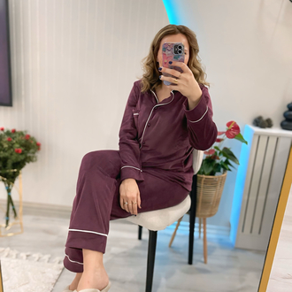 Mürdüm kadife pijama
