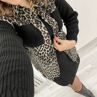 Leopar kot ceket hırka