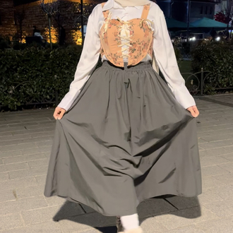 Vintage çiçek detaylı  açık kahverengi korse büstiyer