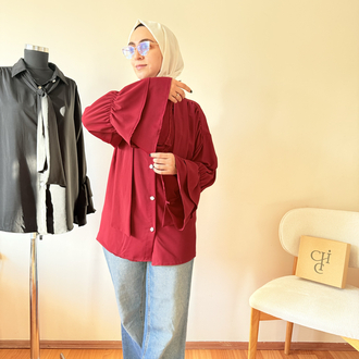 Şık ve Rahat Katmanlı Kol Detaylı Bordo Gömlek