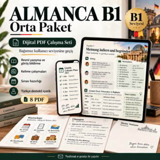 Almanca B1 Orta Paket — Bağımsız Kullanıcıya Geçiş İçin Dijital Çalışma Seti