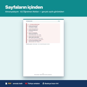 Almanca A2 Öğretmen Notları – Kurum Lisansı (Kurslar ve Öğretmenler İçin)