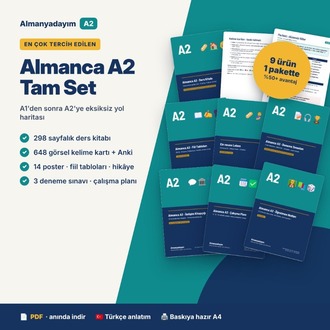 Almanca A2 Tam Set – A1'den Sonra A2'ye Eksiksiz Çalışma Seti (PDF + Anki)