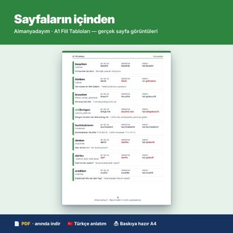 Almanca A1 Fiil Tabloları – 115 Fiil (Präsens, Präteritum, Perfekt)