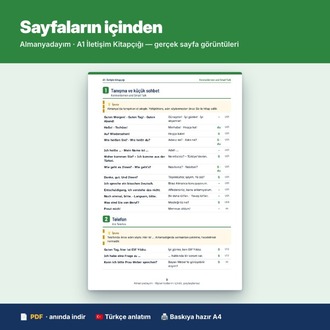 Almanca A1 İletişim Kitapçığı – 104 Hazır Kalıp, 15 Gündelik Durum