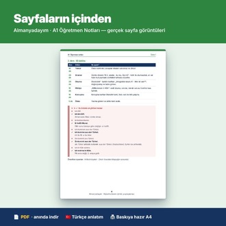 Almanca A1 Öğretmen Notları – Kurum Lisansı (Kurslar ve Öğretmenler İçin)