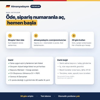Almanyadayım Premium – Almanya İş İlanları, Almanca Başvuru ve CV Araçları (30 Gün)