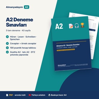 Almanca A2 Deneme Sınavları – 3 Tam Deneme (Goethe-Zertifikat A2 yapısında)