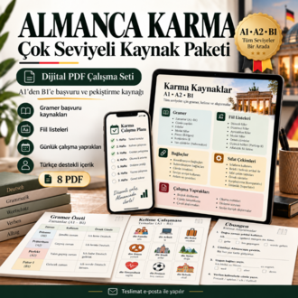 Almanca Karma Kaynak Paketi — A1’den B1’e Başvuru & Pekiştirme Seti