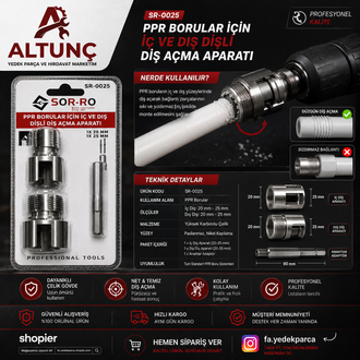 PPR Borular İçin İç ve Dış Diş Açma Aparatı SR-0025