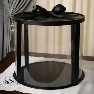 Silindir Siyah Gelin Bohçası İçin Şeffaf Lüks Hediye Kutusu