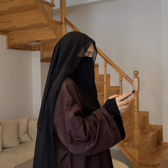 • LASTİKLİ NİNJA Hijap Siyah