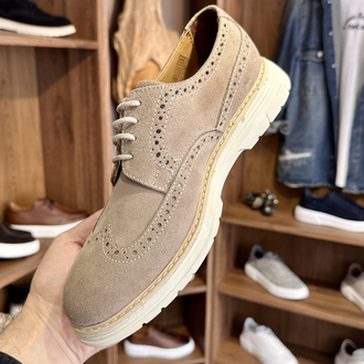 Brogue Premium Hakiki Süet - Bej