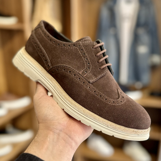 Brogue Premium Hakiki Süet - Kahverengi