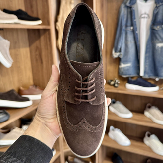 Brogue Premium Hakiki Süet - Kahverengi