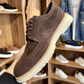 Brogue Premium Hakiki Süet - Kahverengi