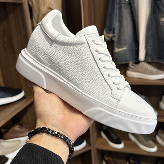 +8 cm Gizli Topuk Tommy Premium Kalite / Beyaz