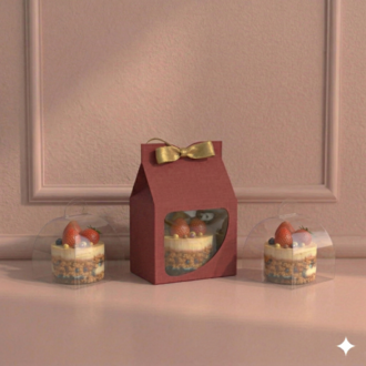 FRANSIZ PASTASI & CUPCAKE KUTUSU KIRMIZI ( 10X10X10+5,5 CM ) ( 10 ADET )