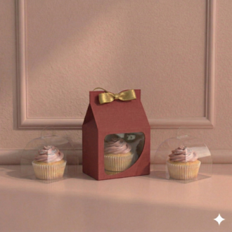 FRANSIZ PASTASI & CUPCAKE KUTUSU KIRMIZI ( 10X10X10+5,5 CM ) ( 10 ADET )
