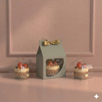 FRANSIZ PASTASI & CUPCAKE KUTUSU MİNT YEŞİLİ ( 10X10X10+5,5 CM ) ( 10 ADET )