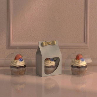 FRANSIZ PASTASI & CUPCAKE KUTUSU MİNT YEŞİLİ ( 8X8X8+5,5 CM ) ( 10 ADET )
