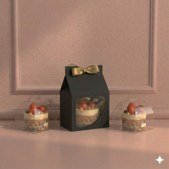 FRANSIZ PASTASI & CUPCAKE KUTUSU SİYAH ( 10X10X10+5,5 CM ) ( 10 ADET )