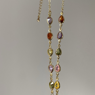 Zirkon Taşlı Gold Y Kolye