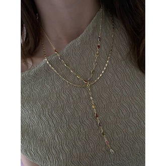 Zirkon Taşlı Gold Y Kolye