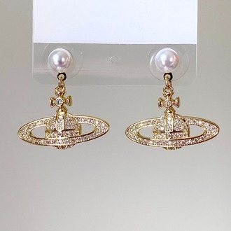 Vivienne Satürn Gold İncili Küpe