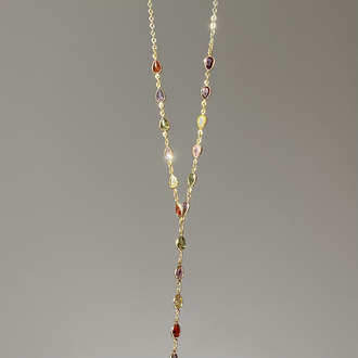 Zirkon Taşlı Gold Y Kolye