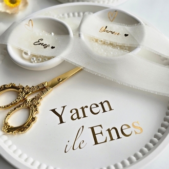 Boncuk Desen Yuvarlak Nişan Seti