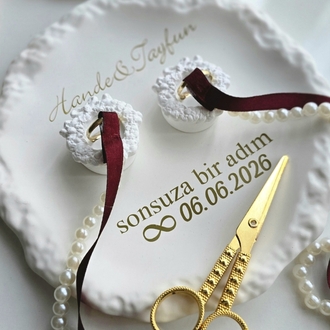 Kaya Desenli Yuvarlak Nişan Set