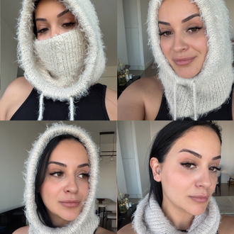Hoodelle Taş Balaclava – 4 Stilde Kullanım | El Örmesi Unisex