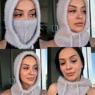 Hoodelle Lila Balaclava – 4 Stilde Kullanım | El Örmesi Unisex